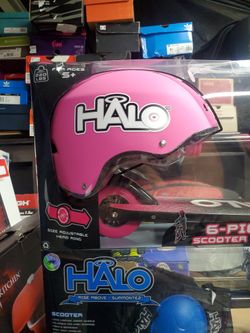 Halo 6 Piece Scooter Set, Helmet, Elbow Pads, And Knee Pads. 1 Pink & 1 Blue Each Sold Separate