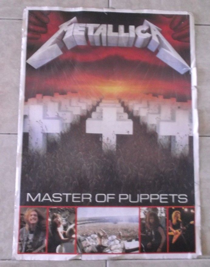 Metallica Original Rare 80s Master of Puppets Poster Cliff Burton