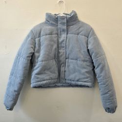 Light Blue Corduroy Puffer Jacket