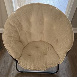 Beige Faux Shearling Saucer Chair