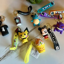 Random Keychains and Psyduck Enamel Pin