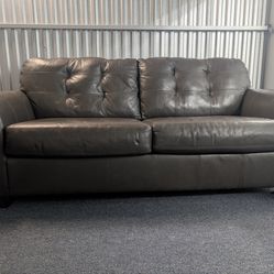 Vegan Leather Charcoal Gray Couch