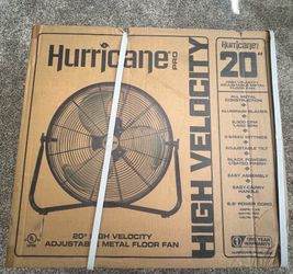 Hurricane Pro Heavy-Duty High Velocity Metal Blade Floor Fan w/ 3 Speeds, Black, 20"