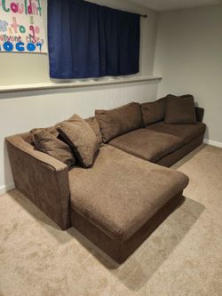 Brown Fabric Sectional Sofa with Chaise