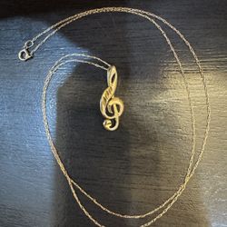 14k Musical Note Pendant Necklace