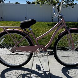 Like New 26” Huffy Marietta Cruiser Rose Gold Bike – Cup Holder + Rear Rack