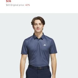 Core Allover Print Polo Shirt Large Blue