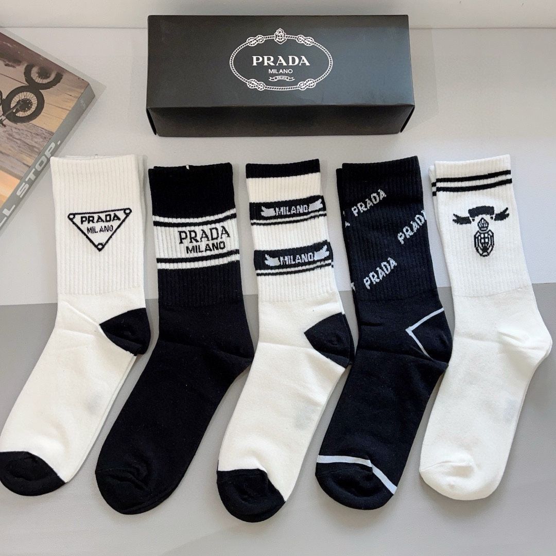 Prada Socks Set Black White