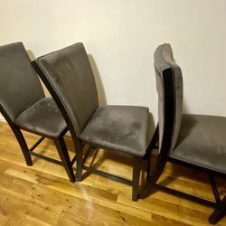 3 Cosmopolitan Espresso & Gunmetal Solid Back Counter Height Stools