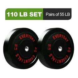 110 lb Olympic Bumper Plates Set (2×55 lb) – Rubber Weight Plates