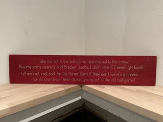 Baseball Wooden Wall Decor Plaque “Take Me Out To The Ballgame” Lyrics