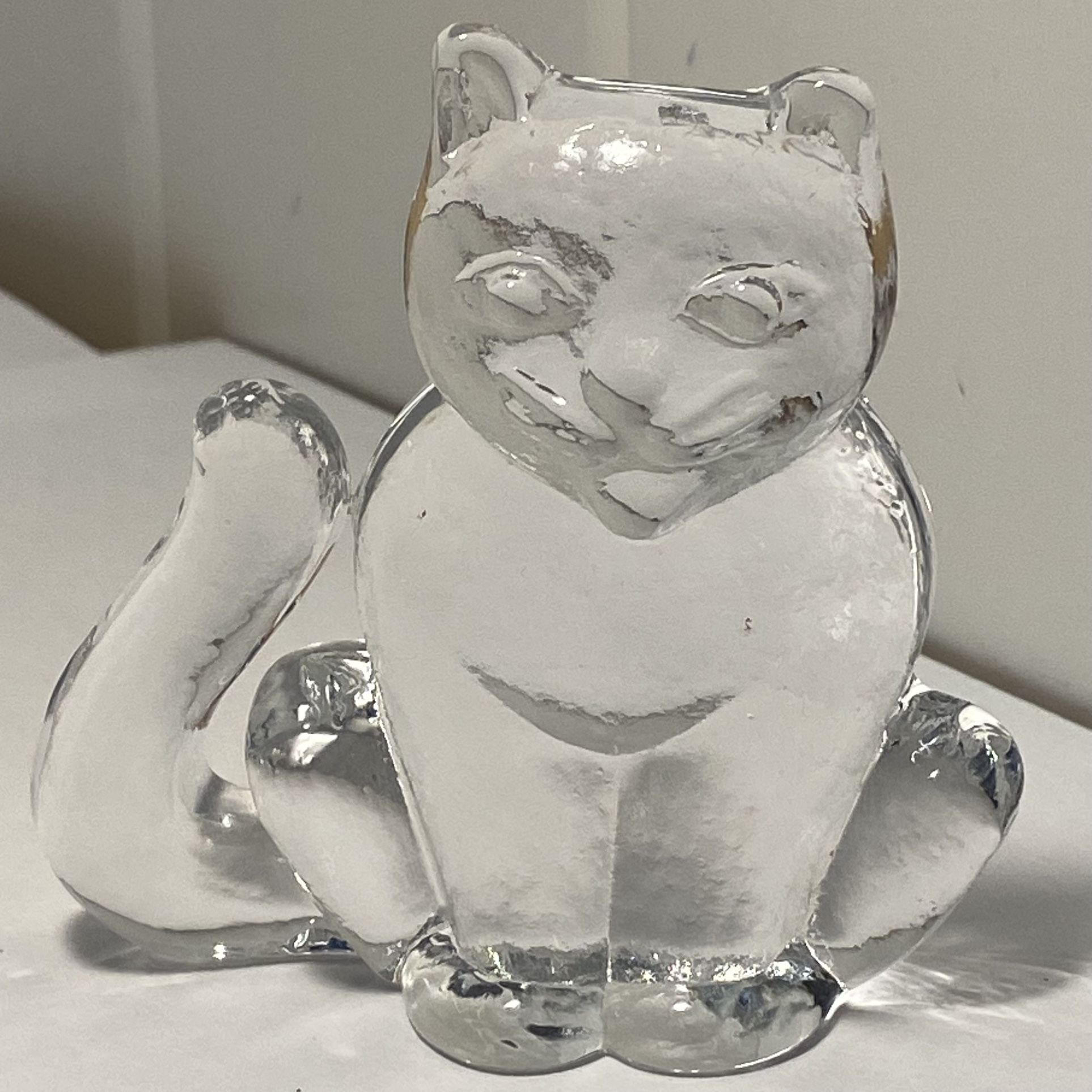 CAT Figurine Kosta Boda Bertil Vallien ART GLASS Flatback Paperweight Zoo Series