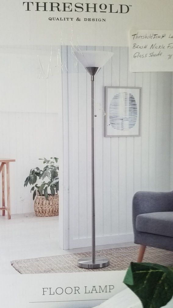 Floor LampThreshold Quality and Design 17inch Floor Lamp Heavy and Sturdy, Brush Nickle Finish, New in box