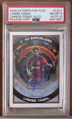 LAMINE YAMAL 2023 TOPPS ROOKIE PSA/DNA AUTO 10 NM-MT 8 ZODIAC #CZLY FCB SPAIN