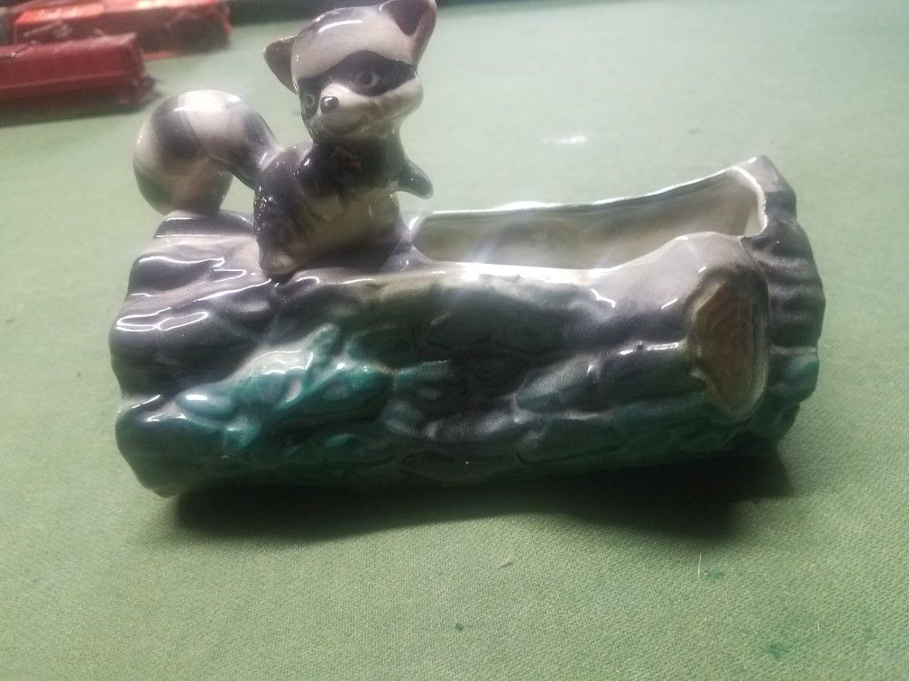 Vintage Planter, 1950's Brush-McCoy Ceramic Raccoon Planter