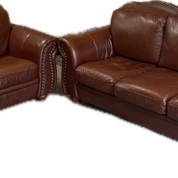 Genuine Leather Sofa & Loveseat / Couch, Elegant & Clean $350