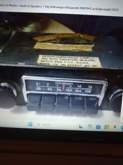 Vtg VW Blaupunkt Am/FM Car Radio Model 2072