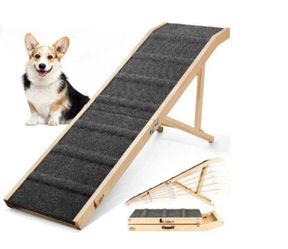 Dog Ramp 64" Long Foldable Pet Ramp for Pets, Dog Ramps High Traction with Platform 6 Adjustable Heights 24" to 30"