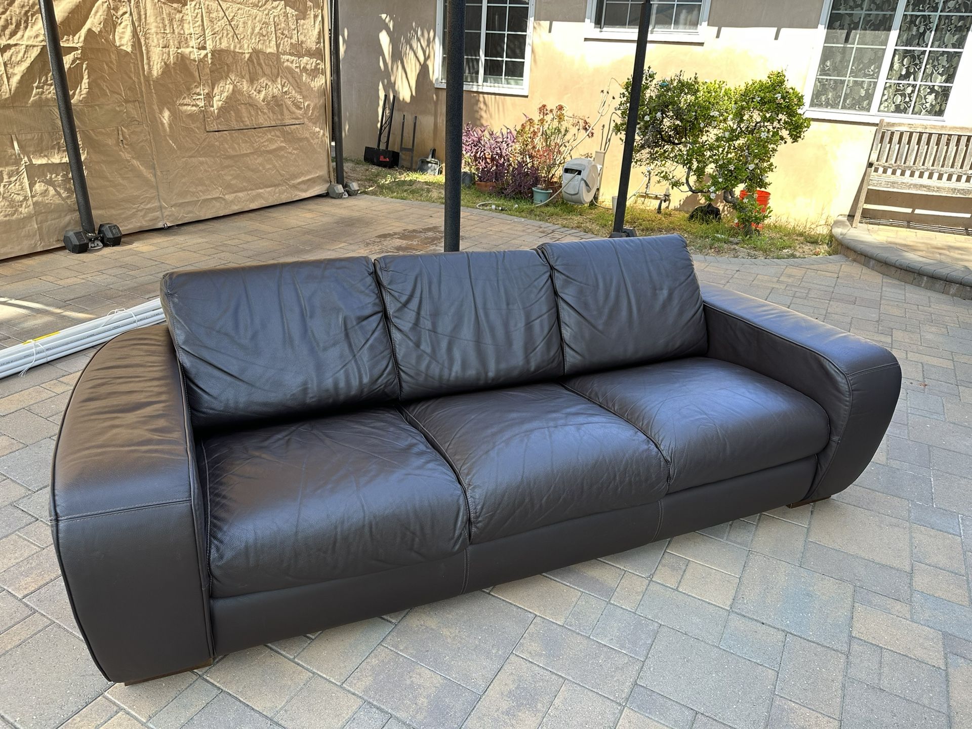 Italian Leather Sofa and Armchair