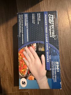 7 new boxes of Protected Chef PDF8961S general-purpose vinyl gloves, 100 count per box, clear.