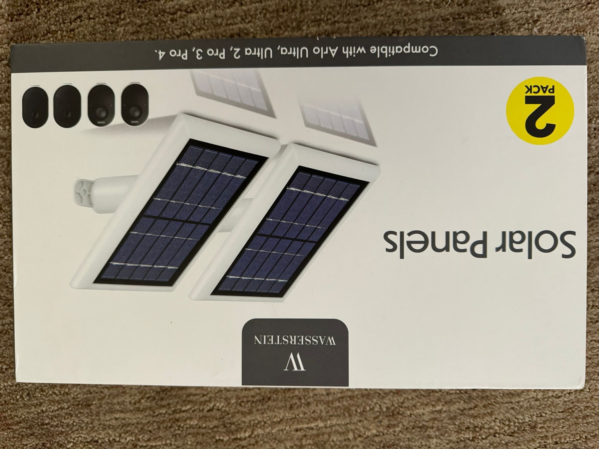 Wasserstein Solar Panel (2W 6V) Compatible with Arlo Ultra/Ultra 2, Pro 3/4/5s (2-Pack, 13.1ft/4m Cable, White) (Camera NOT Included)
