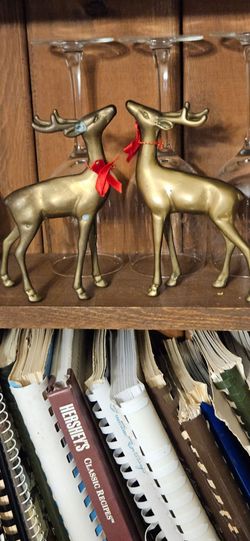 Vintage brass deer set