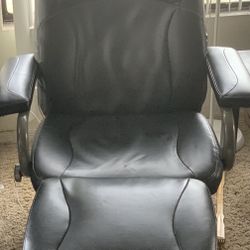 Leather chair with ottoman