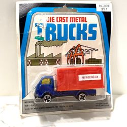 Vintage Die Cast Metal Truck Refrigeration Red Blue Pic N Save 39¢ Packaging