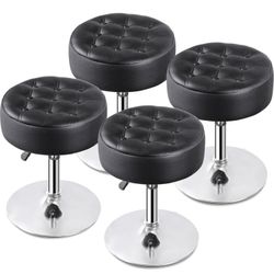 New 4-Pack Black Swivel adjustable Height Salon & Vanity stool with Metal Frame for home or office
