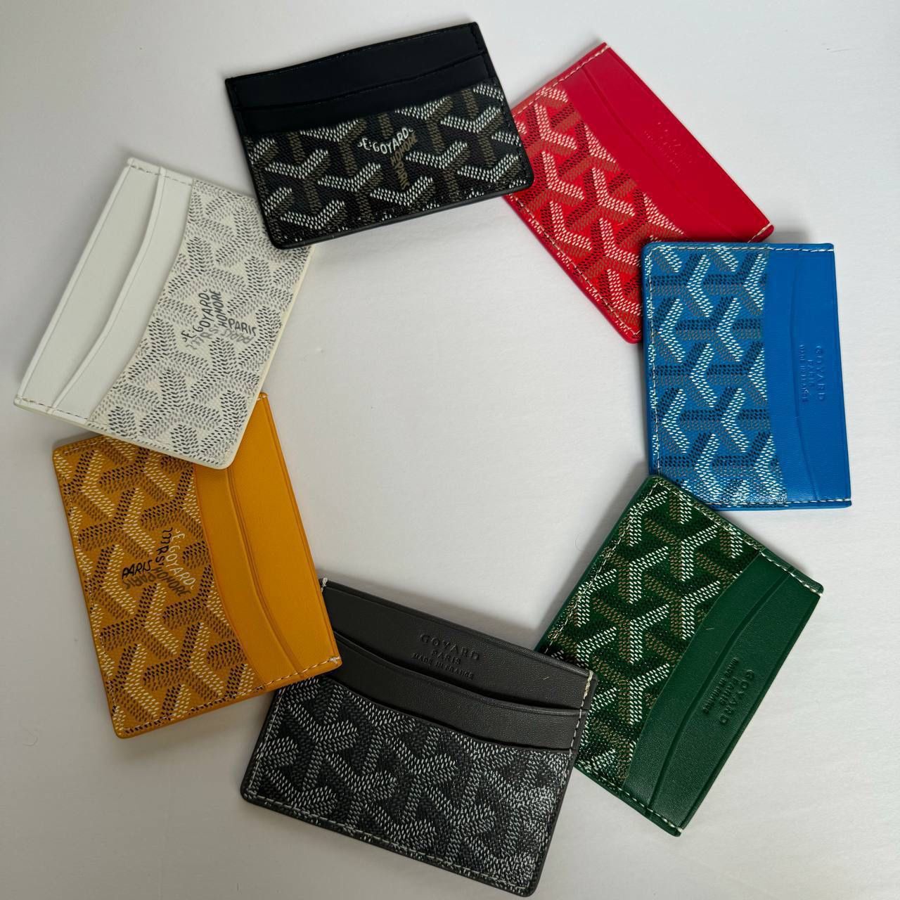 Goyard wallet Card Holder featuring a sleek design with two card slots and a cash compartment. Made from premium leather, this wallet exudes