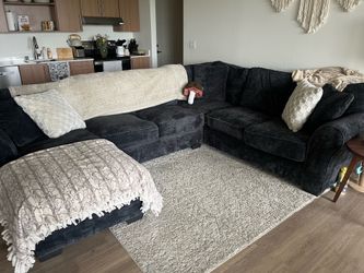 Black U-Shaped Couch