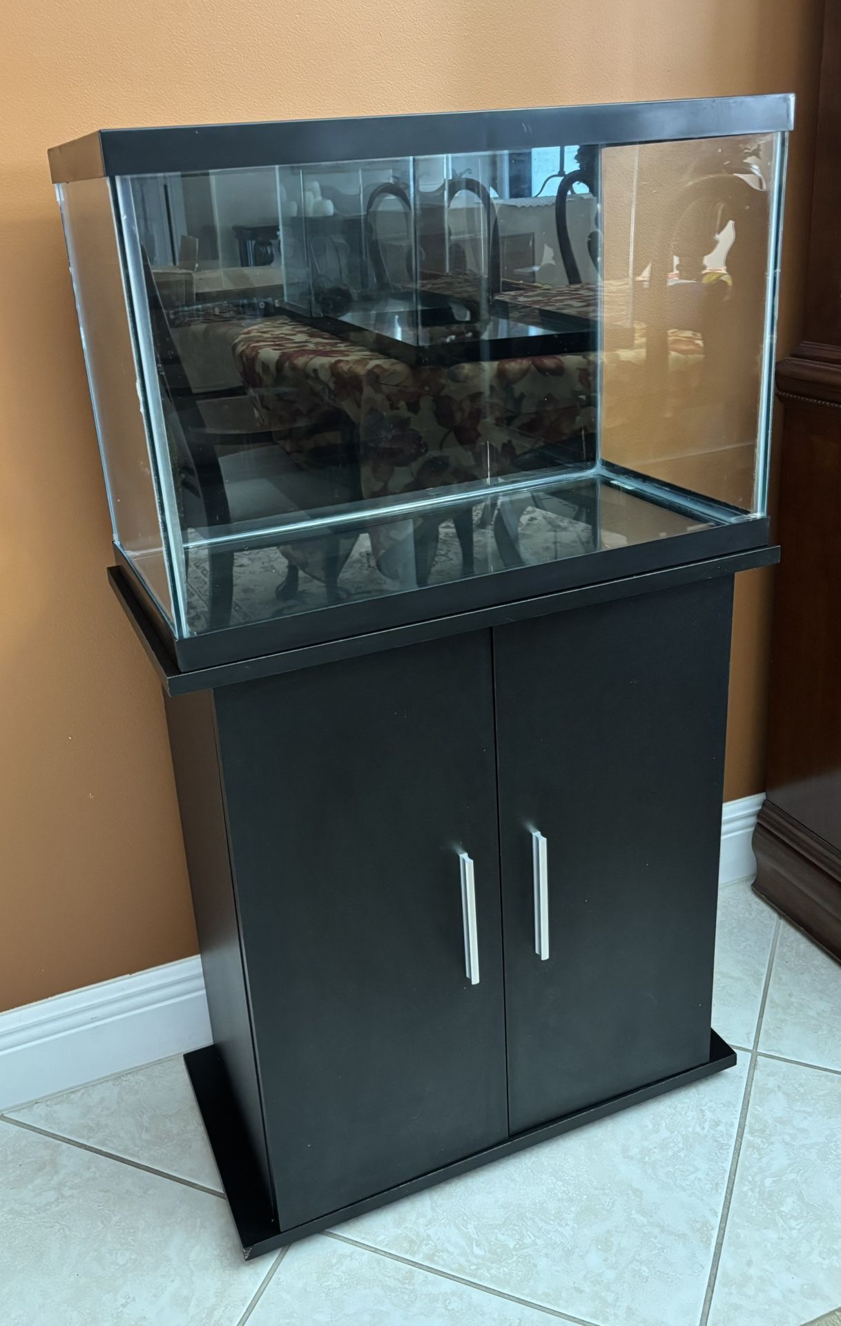 20-Gallon Fish Tank with Black Wood Stand