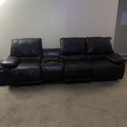 2-Tone Brown Recliner Leather 3 Piece Sofa Set