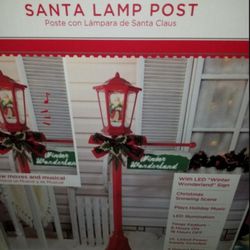 Christmas Holiday Time, Santa Claus Lamp Post, Measures 56" Height, Plays Holiday Songs, 6 Hours Timer, LED, Winter Wonderland Sign, Brand New In Box.