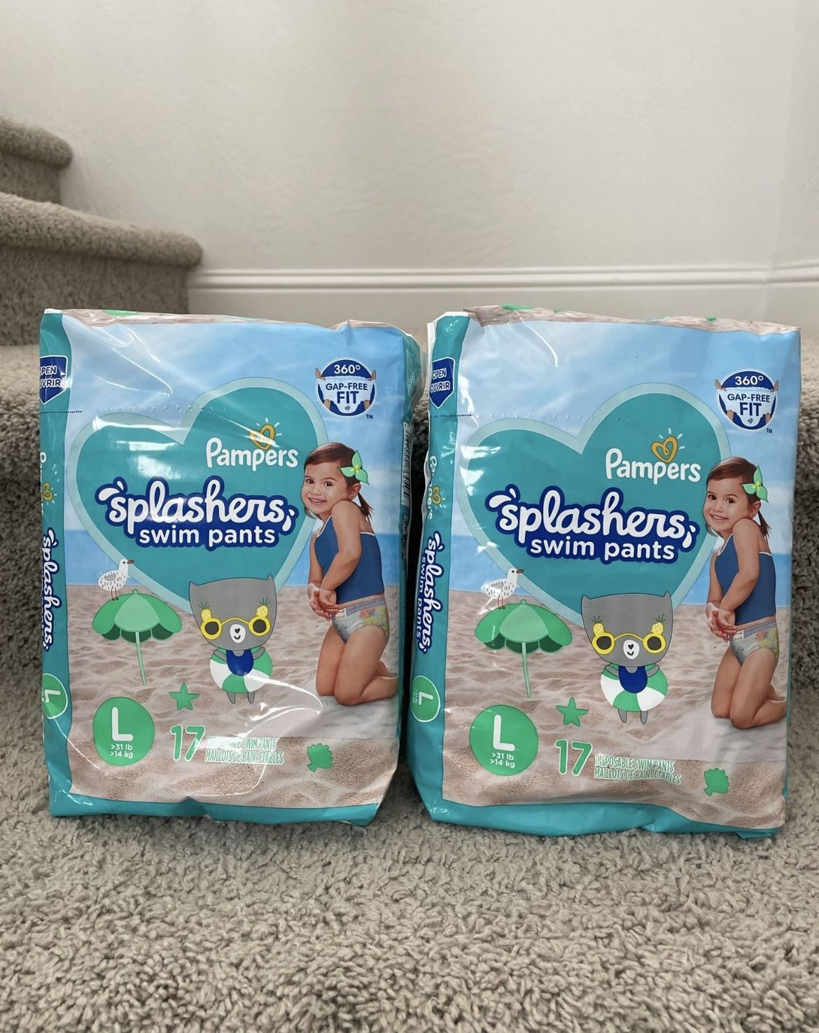 2 Packs Pampers Splashers Swim Diapers Size Large