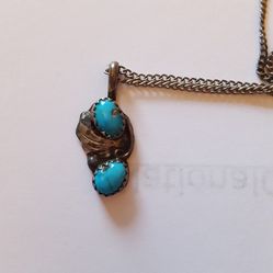 Turquoise and sterling silver pendant