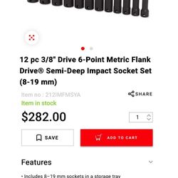 Snap-On,3/8,and 1/2 Sockets