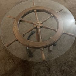 Nautical Antique Ships Wheel Table w/Anchor Base (Extremely Rare)