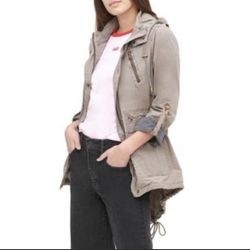 Levi's Women's Cotton Hooded Anorak Jacket Grey Size X1