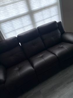 Black Leather Reclining Sofa
