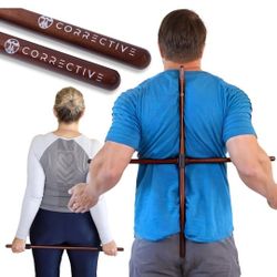 Wooden Posture Corrector for Women & Men - Neck, Shoulder & Back Stretcher - Dual Yoga Stick - Hunchback and Neck Hump Corrector - Back Straightener -