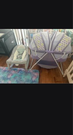 Baby Bassinet with Canopy and Infant Bouncer