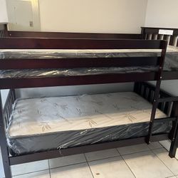 Twin over Twin bunk beds frame and free delivery in box with the mattress and
