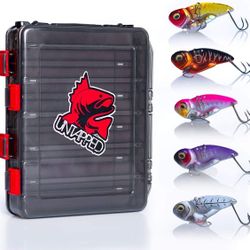 Untapped fishing Premium Fishing Lures for Bass, 6pc Ultra Lure kit Comes with a Bonus Double Sided Tackle Box. Hard Metal Spinner baits kit 