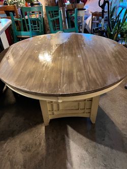 Round Wood Dining Table with Pedestal Base