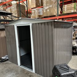 (New in box need assemble) 6’ L x 8’ W x 6.3’ H Metal Storage Shed Outdoor Garden Backyard 6x8 Storage