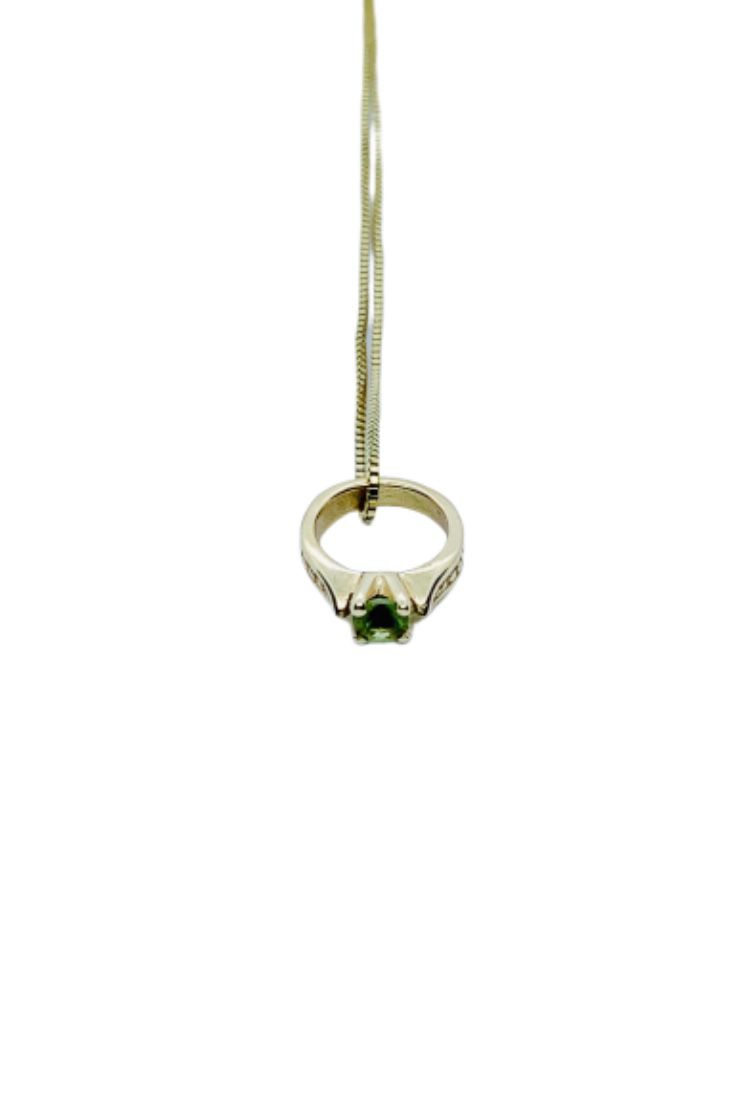 10k/14k Peridot ring charm necklace