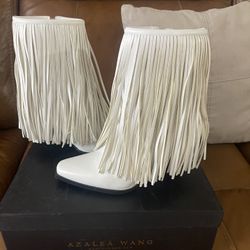 Akira White Fringe Boots
