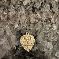 Jewish Star Gold Toned Heart Charm 