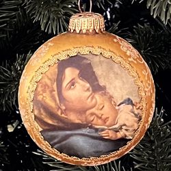 🎄Vintage Christmas by Krebs Masters on Silk Ornament (Madonna and Child)